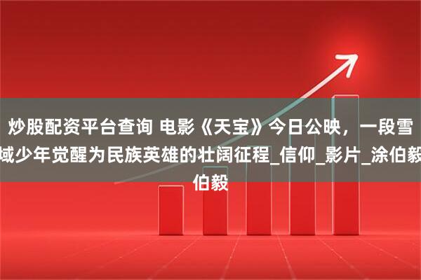 炒股配资平台查询 电影《天宝》今日公映，一段雪域少年觉醒为民族英雄的壮阔征程_信仰_影片_涂伯毅